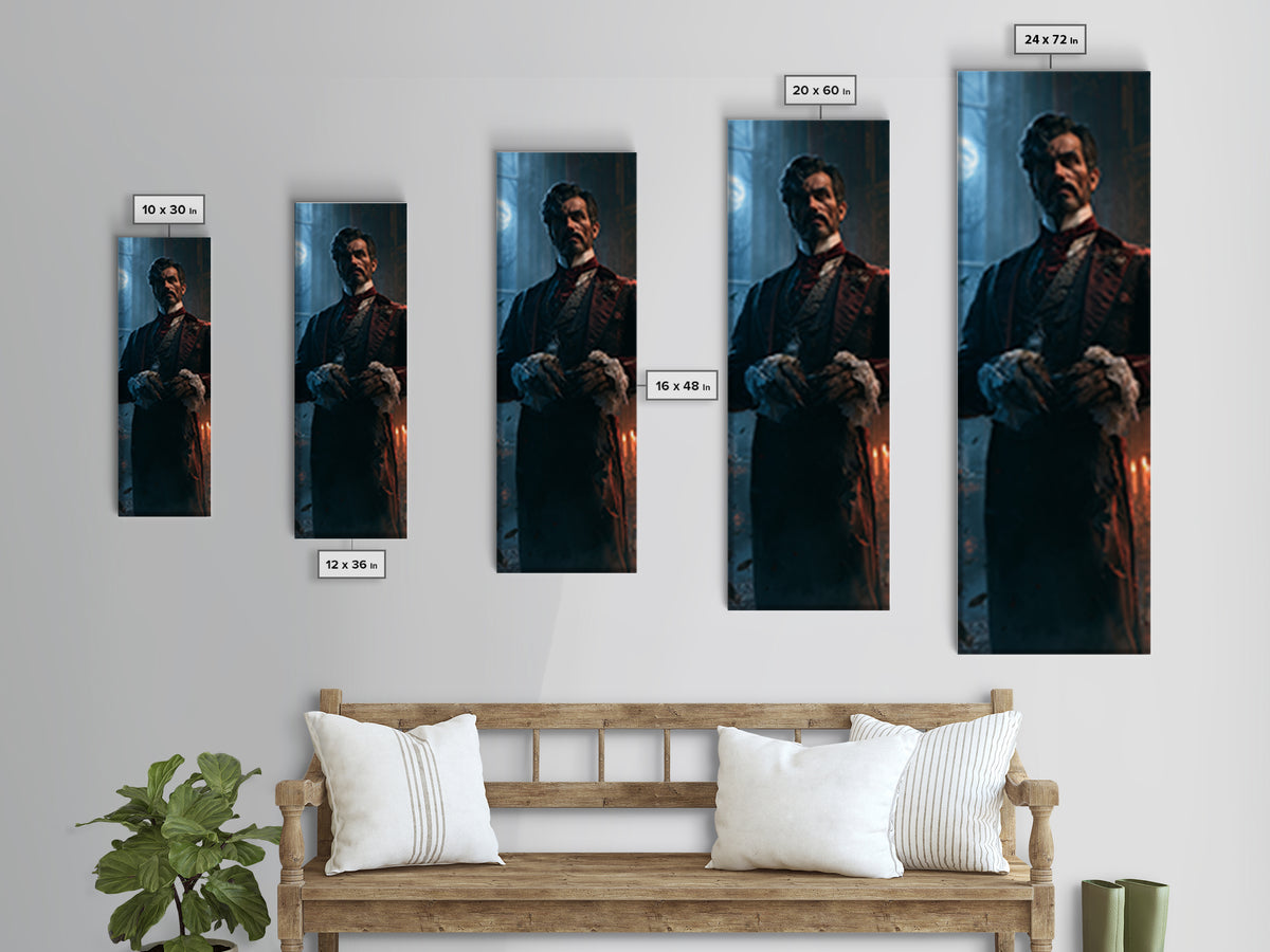 The Ballroom Lycan, Victorian Werewolf Portrait, Tall Narrow Canvas Print, Classic Halloween Decor, Spooky Season Decor, Classic Monster Art