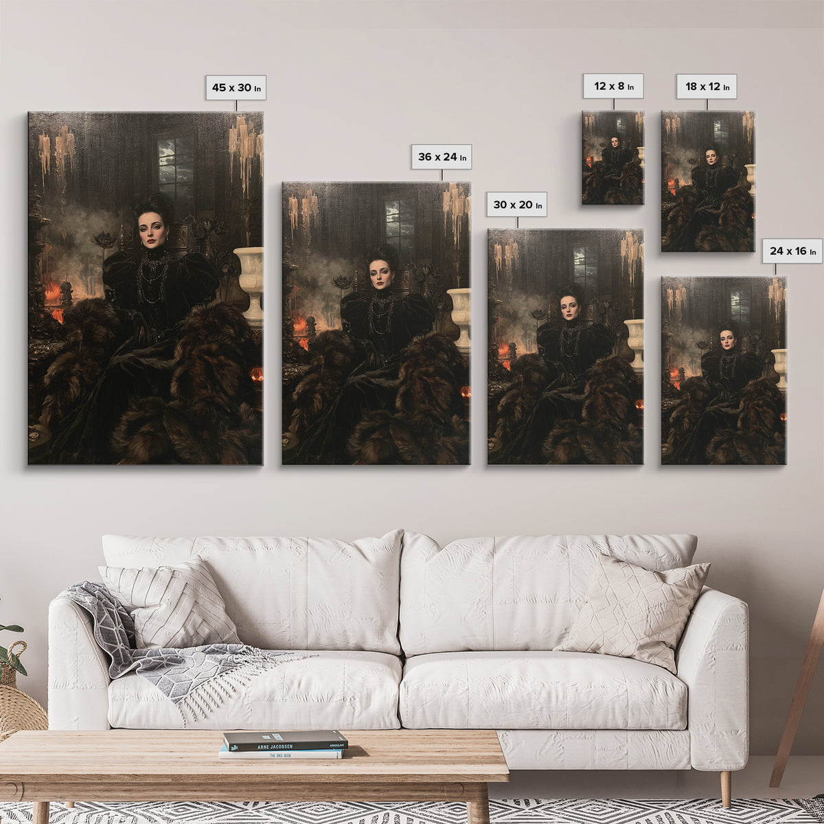 The Heiress Of Howling Fen, Victorian Werewolf Portrait, Vertical Canvas Print, Gothic Home Decor, Classic Monster Art