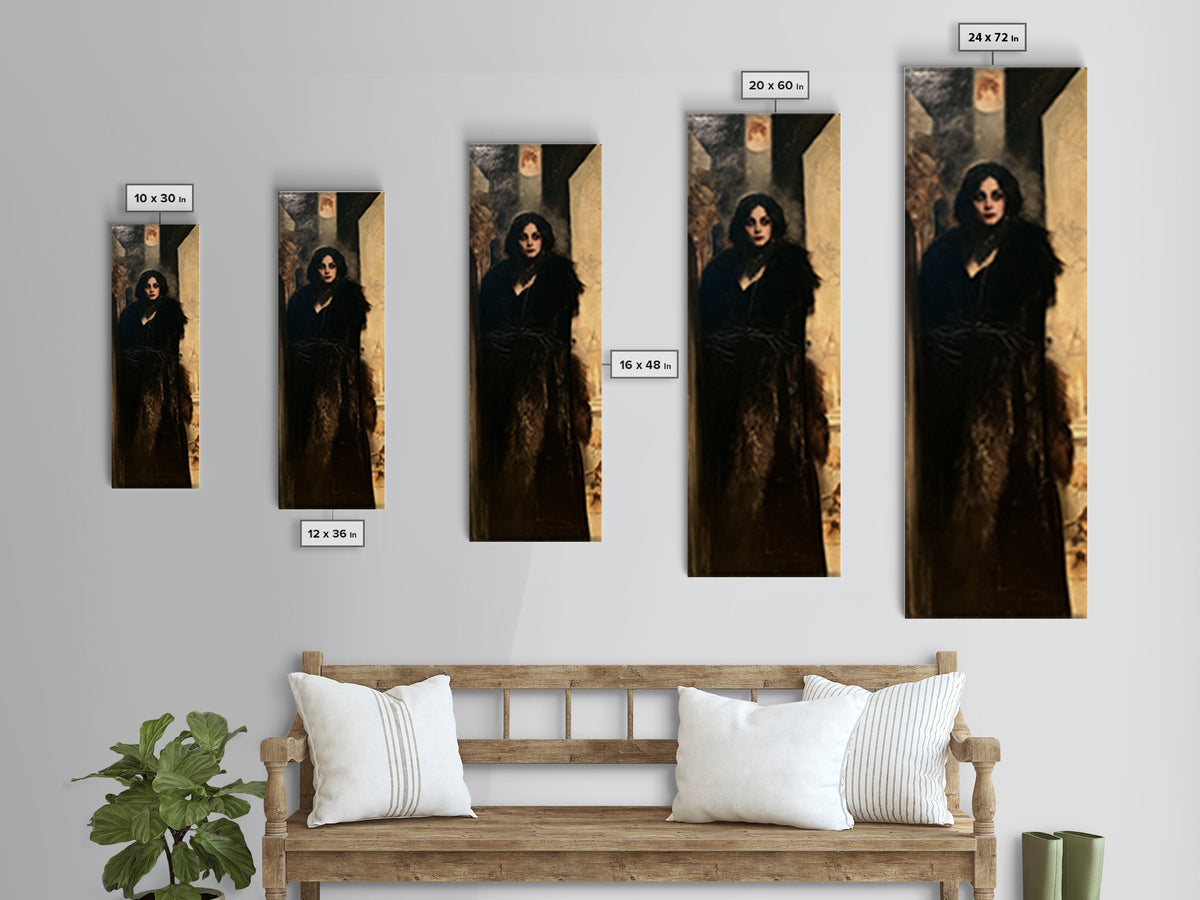 The Heiress Of Howling Fen, Victorian Werewolf Portrait, Tall Narrow Canvas Print, Classic Halloween Decor, Gothic Wall Decor