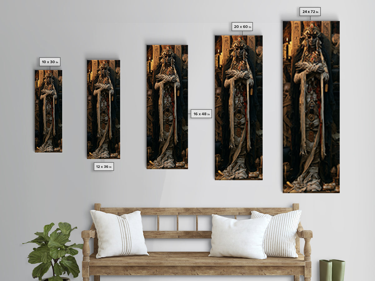 The Pharaoh’s Bride, Victorian Mummy Portrait, Tall Narrow Canvas Print, Macabre Home Decor, Canvas Print, Classic Monster Art