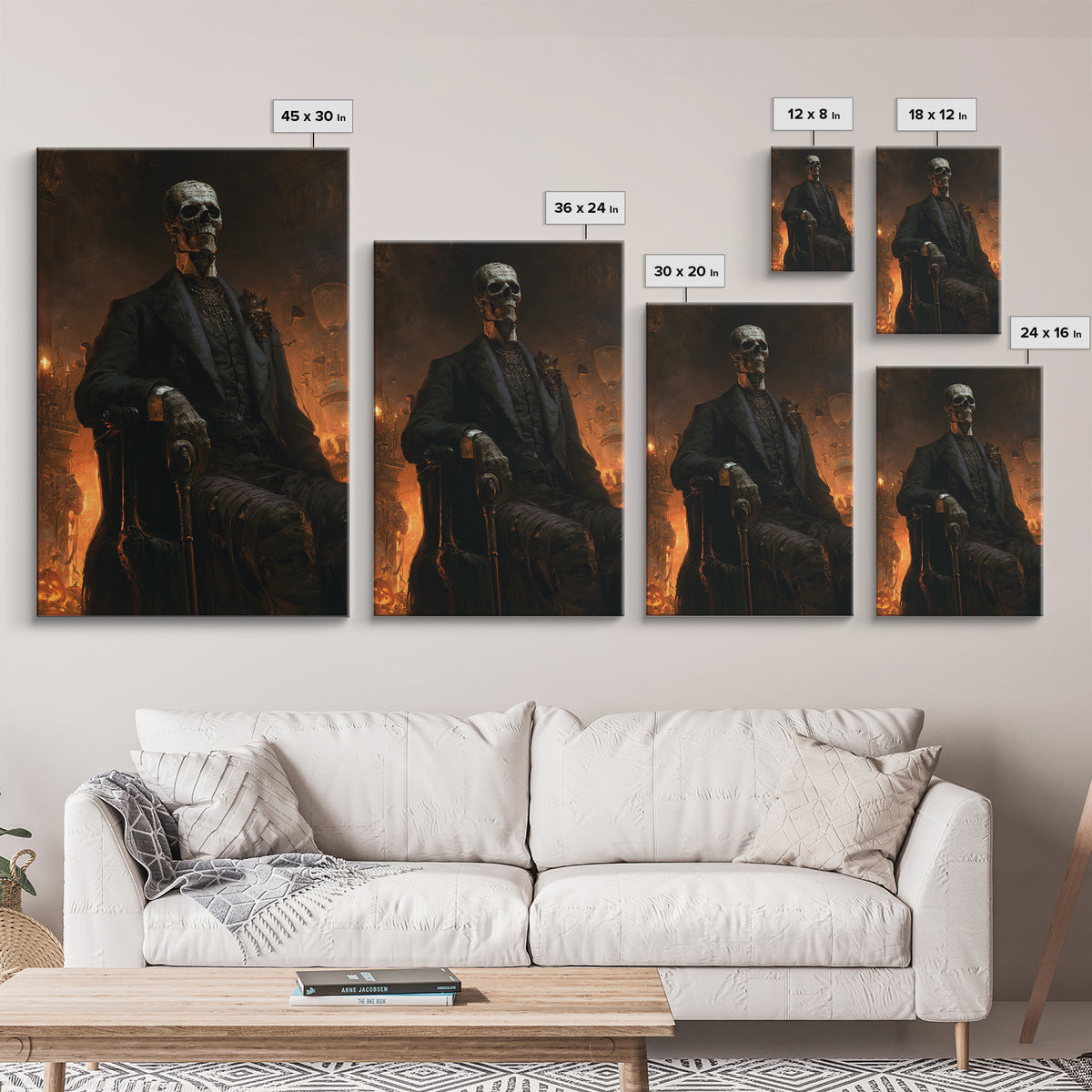 The Tomb Gentleman, Victorian Mummy Portrait, Vertical Canvas Print, Antique Style Decor, Halloween Portrait Art, Classic Monster Art