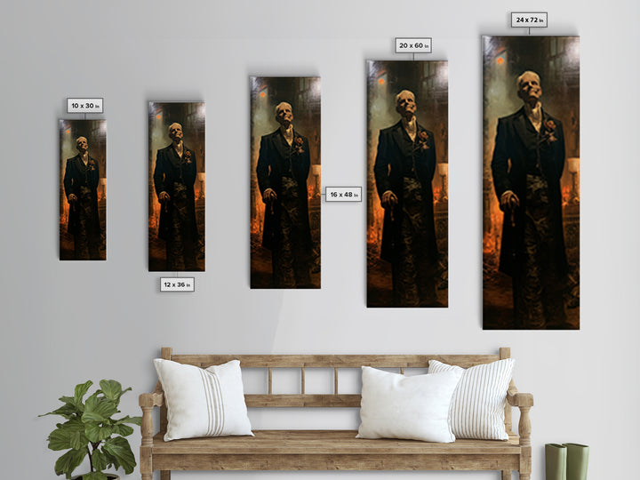 The Tomb Gentleman, Victorian Mummy Portrait, Tall Narrow Canvas Print, Macabre Home Decor, Canvas Print, Classic Monster Art