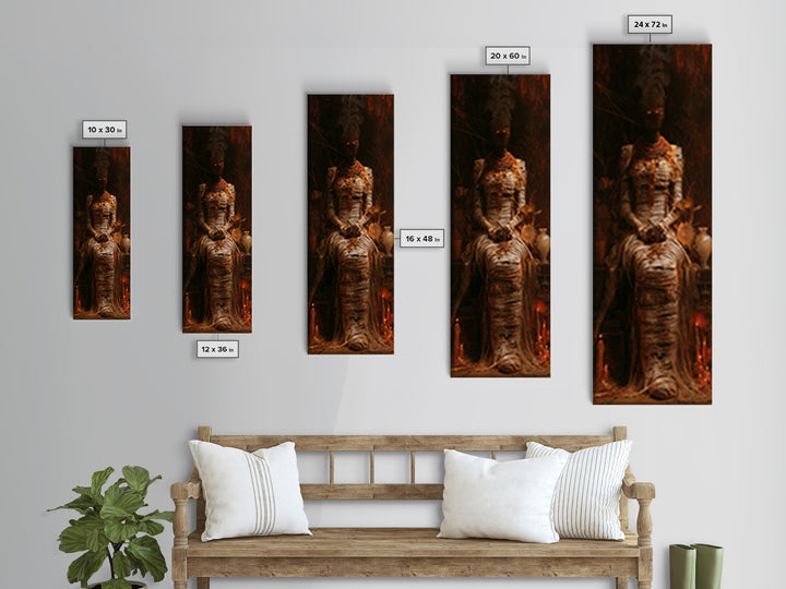 The Scarab Priestess, Victorian Mummy Portrait, Tall Narrow Canvas Print, Classic Halloween Decor, Spooky Season Decor, Classic Monster Art