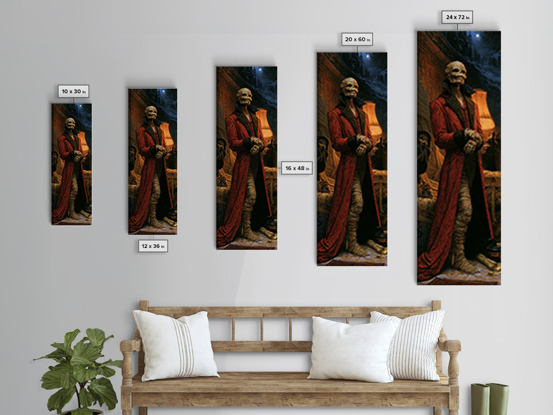 The Linen Baron, Victorian Mummy Portrait, Tall Narrow Canvas Print, Dark Academia Decor, Antique Horror Decor, Classic Monster Art