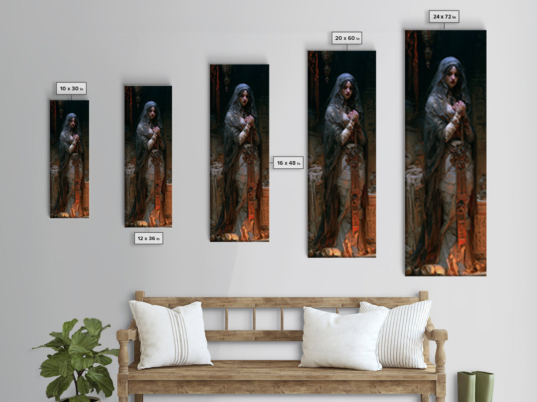 The Pyramid Heiress, Victorian Mummy Portrait, Tall Narrow Canvas Print, Antique Style Decor, Halloween Portrait Art, Classic Monster Art