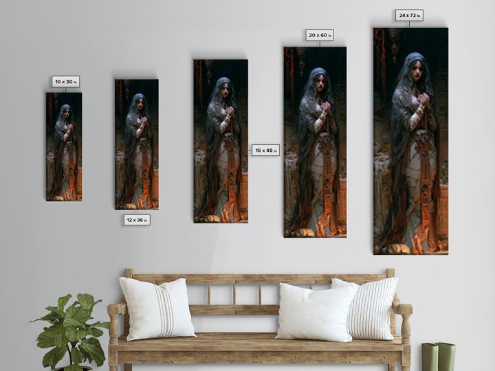 The Pyramid Heiress, Victorian Mummy Portrait, Tall Narrow Canvas Print, Antique Style Decor, Halloween Portrait Art, Classic Monster Art