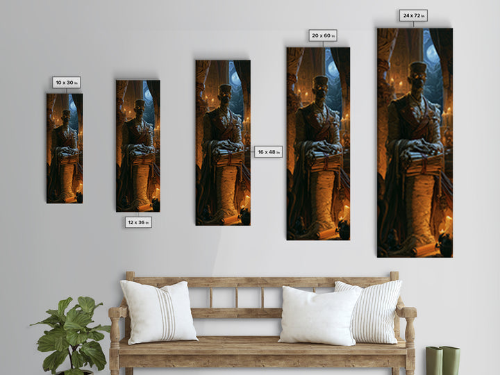 The Desert Archivist, Victorian Mummy Portrait, Tall Narrow Canvas Print, Dark Academia Decor, Canvas Print, Classic Monster Art