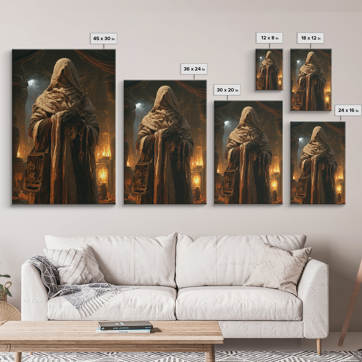 The Moonlit Embalmer, Victorian Mummy Portrait, Vertical Canvas Print, Macabre Home Decor, Canvas Print, Classic Monster Art