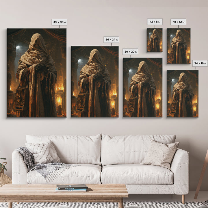 The Moonlit Embalmer, Victorian Mummy Portrait, Vertical Canvas Print, Macabre Home Decor, Canvas Print, Classic Monster Art
