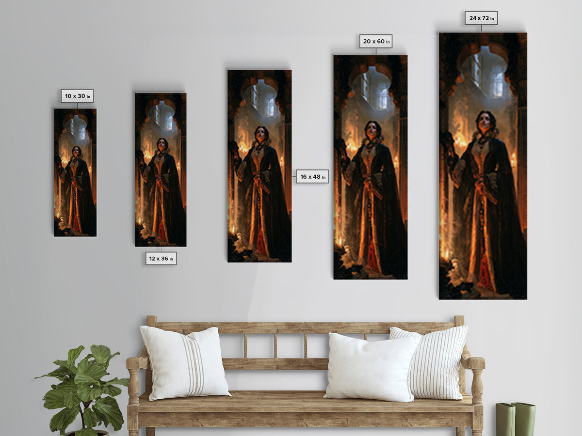 The Lost Nile Countess, Victorian Mummy Portrait, Tall Narrow Canvas Print, Antique Style Decor, Spooky Season Decor, Classic Monster Art