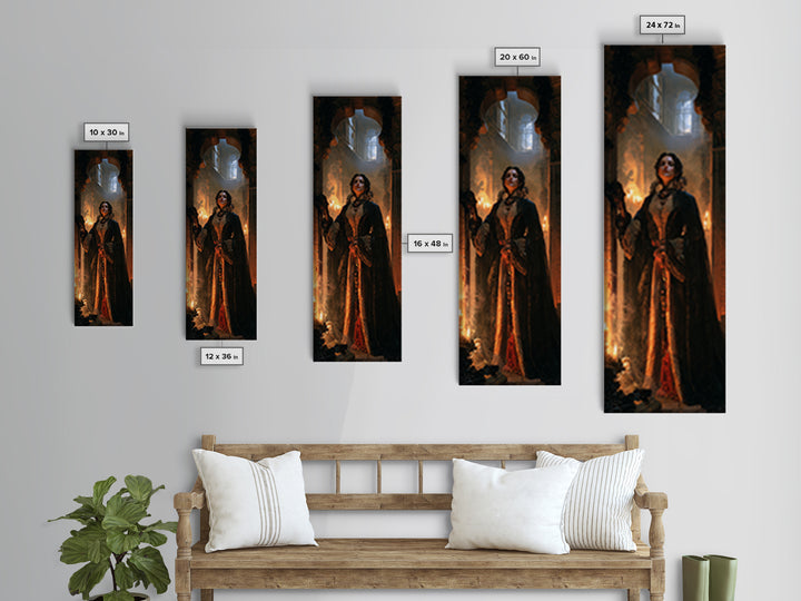 The Lost Nile Countess, Victorian Mummy Portrait, Tall Narrow Canvas Print, Antique Style Decor, Spooky Season Decor, Classic Monster Art