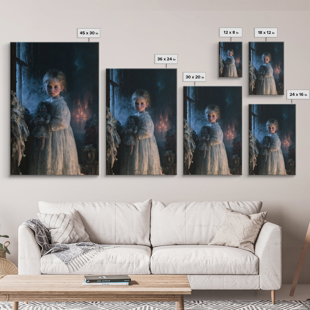 The Nursery Wisp, Victorian Ghost Portrait, Vertical Canvas Print, Dark Academia Decor, Gothic Wall Decor, Classic Monster Art
