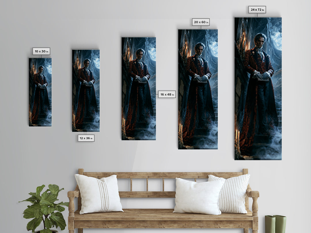 The Library Specter, Victorian Ghost Portrait, Tall Narrow Canvas Print, Macabre Home Decor, Canvas Print, Classic Monster Art