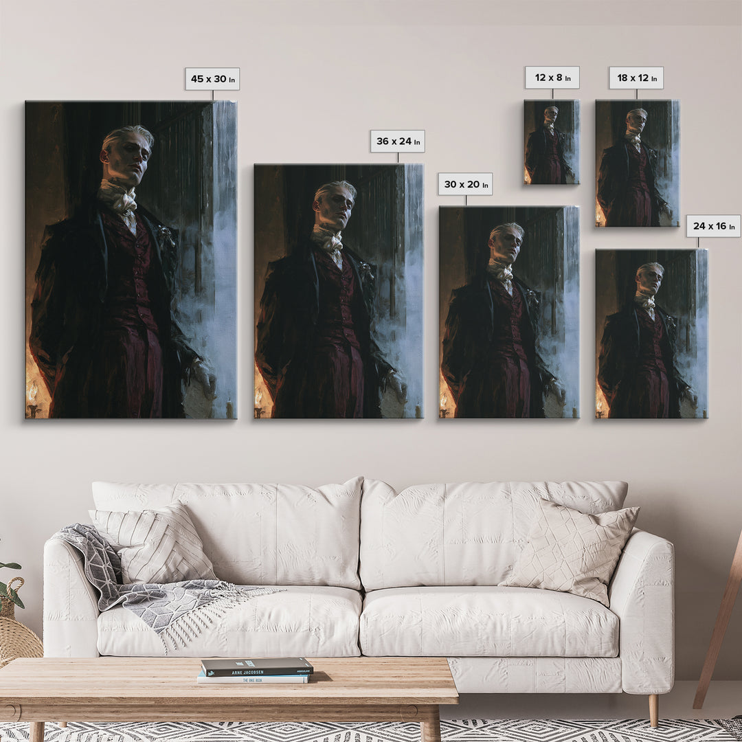 The Ballroom Phantom, Victorian Ghost Portrait, Vertical Canvas Print, Classic Halloween Decor, Gothic Wall Decor, Classic Monster Art