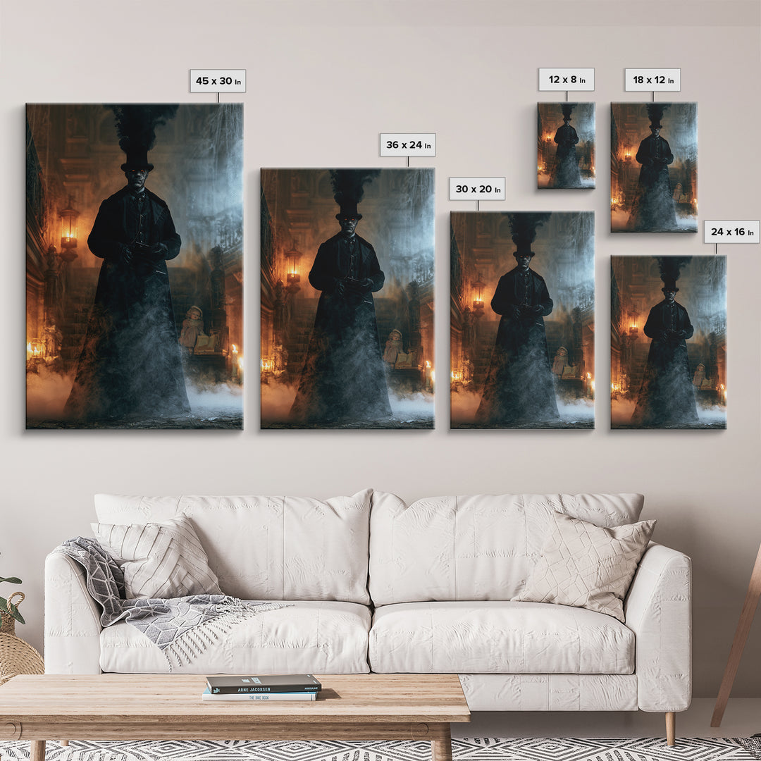The Railway Ghost, Victorian Ghost Portrait, Vertical Canvas Print, Classic Halloween Decor, Antique Horror Decor, Classic Monster Art