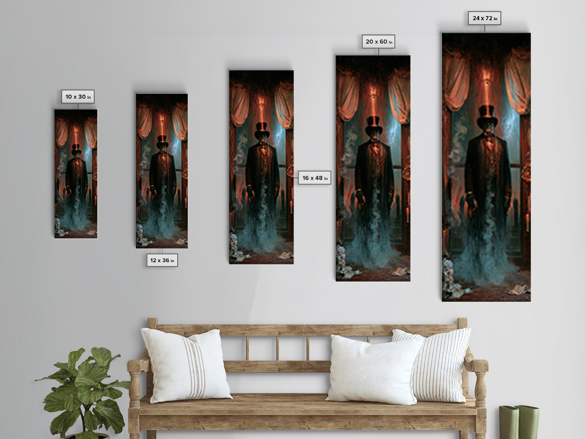 The Railway Ghost, Victorian Ghost Portrait, Tall Narrow Canvas Print, Gothic Home Decor, Halloween Portrait Art, Classic Monster Art