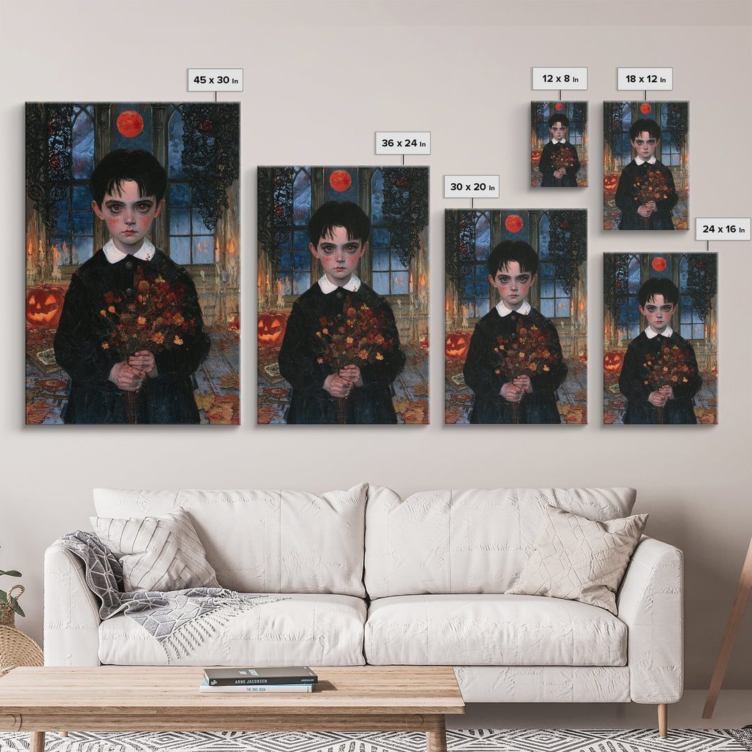 The Churchyard Child, Victorian Ghost Portrait, Vertical Canvas Print, Classic Halloween Decor, Canvas Print, Classic Monster Art