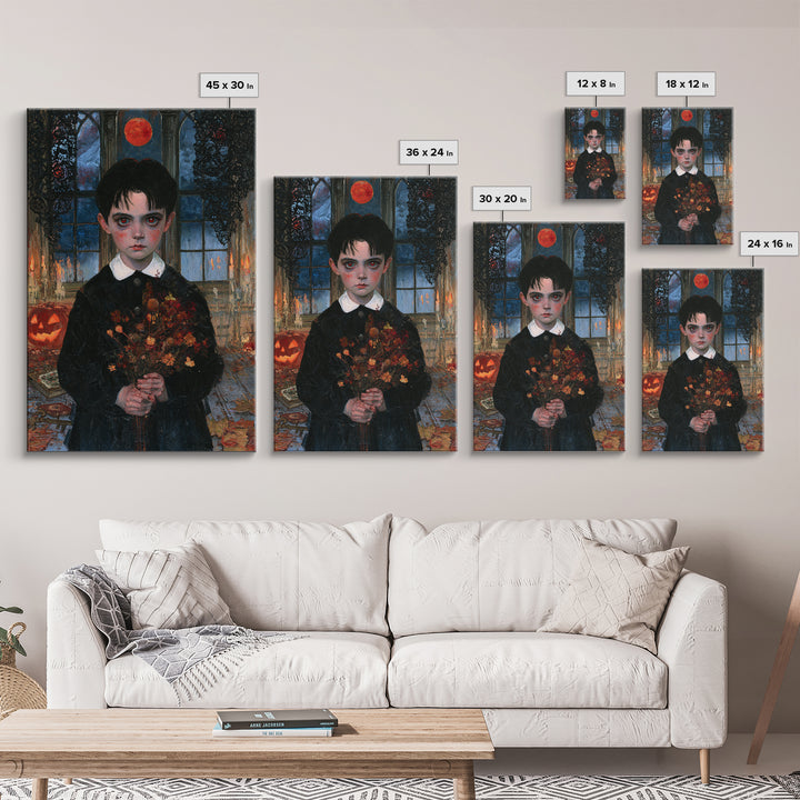 The Churchyard Child, Victorian Ghost Portrait, Vertical Canvas Print, Classic Halloween Decor, Canvas Print, Classic Monster Art