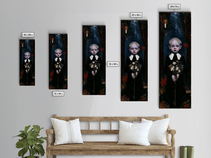 The Churchyard Child, Victorian Ghost Portrait, Tall Narrow Canvas Print, Dark Academia Decor, Antique Horror Decor, Classic Monster Art