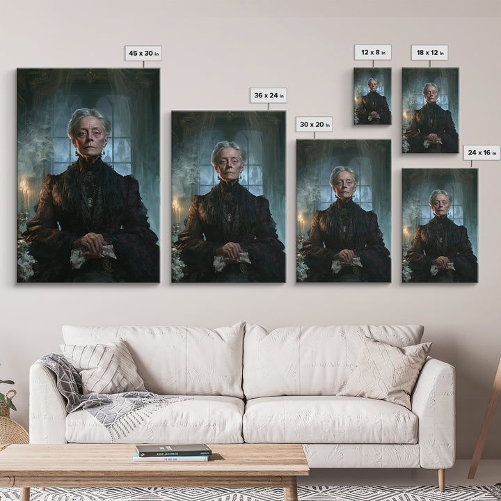 The Widow Of Ash Street, Victorian Ghost Portrait, Vertical Canvas Print, Macabre Home Decor, Spooky Season Decor, Classic Monster Art