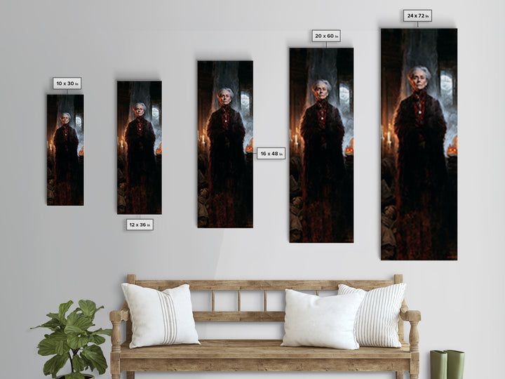 The Widow Of Ash Street, Victorian Ghost Portrait, Tall Narrow Canvas Print, Antique Style Decor, Gothic Wall Decor, Classic Monster Art