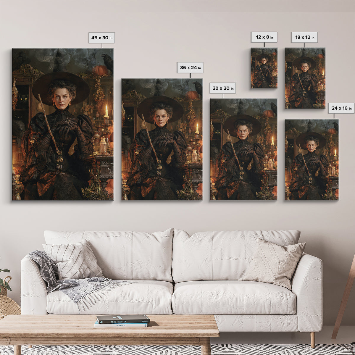 The Blackthorne Matron, Victorian Witch Portrait, Vertical Canvas Print, Dark Academia Decor, Halloween Portrait Art, Classic Monster Art