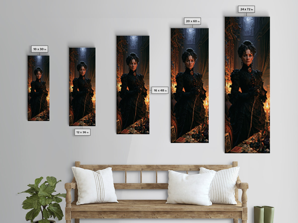 The Blackthorne Matron, Victorian Witch Portrait, Tall Narrow Canvas Print, Antique Style Decor, Canvas Print, Classic Monster Art