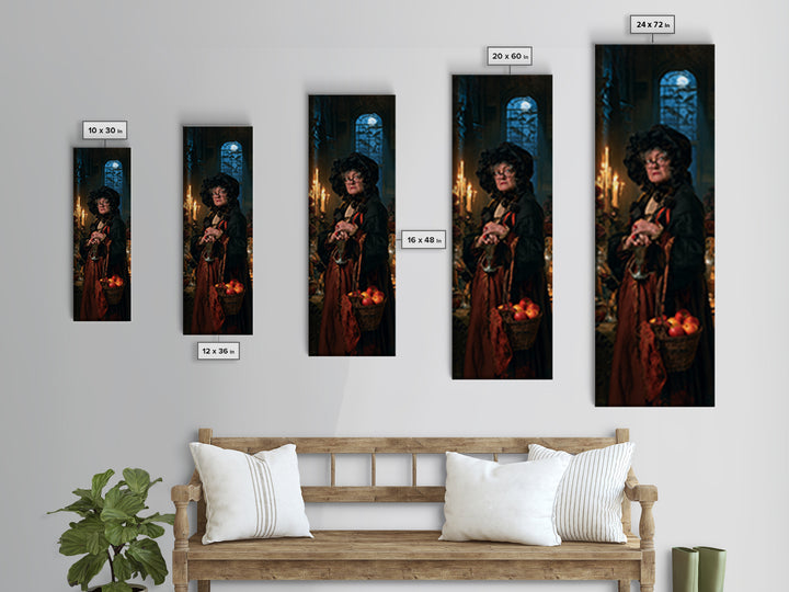 The Orchard Hexer, Victorian Witch Portrait, Tall Narrow Canvas Print, Macabre Home Decor, Spooky Season Decor, Classic Monster Art