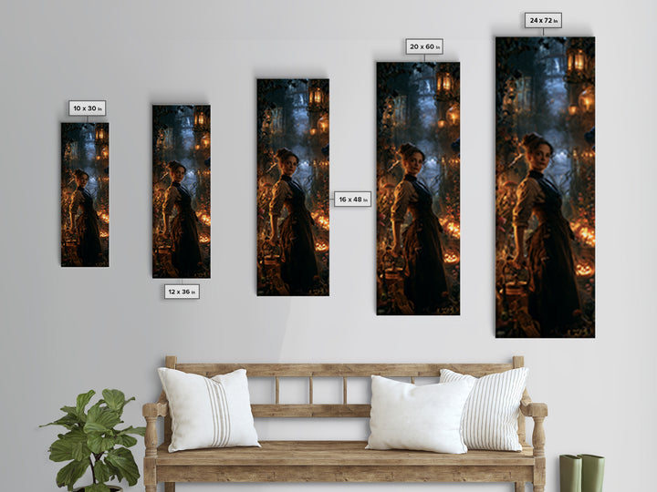 The Kitchen Witch, Victorian Witch Portrait, Tall Narrow Canvas Print, Gothic Home Decor, Gothic Wall Decor, Classic Monster Art