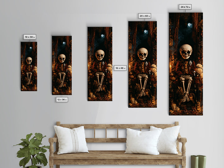 The Ossuary Child, Victorian Skeleton Portrait, Tall Narrow Canvas Print, Gothic Home Decor, Gothic Wall Decor, Classic Monster Art