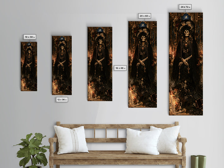 The Widow In Ivory Bone, Victorian Skeleton Portrait, Tall Narrow Canvas Print, Dark Academia Decor, Canvas Print, Classic Monster Art