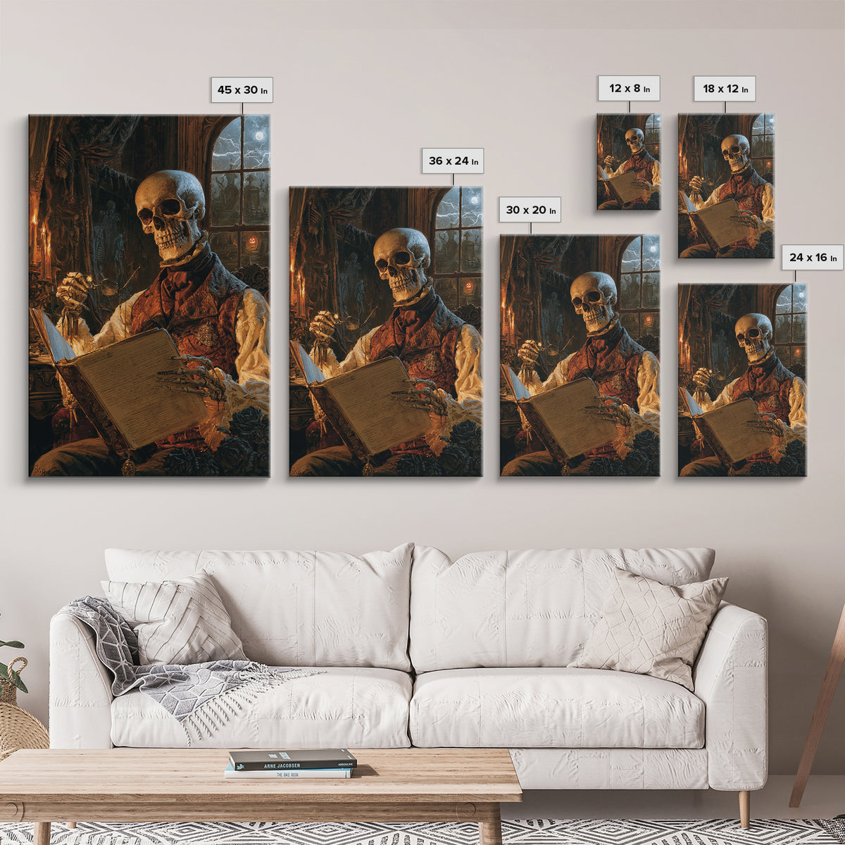 The Gentleman Anatomist, Victorian Skeleton Portrait, Vertical Canvas Print, Dark Academia Decor, Canvas Print, Classic Monster Art
