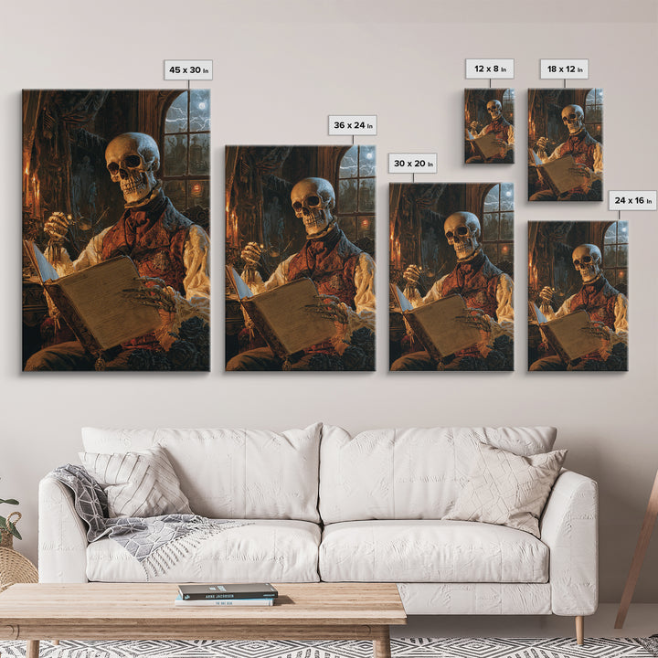 The Gentleman Anatomist, Victorian Skeleton Portrait, Vertical Canvas Print, Dark Academia Decor, Canvas Print, Classic Monster Art