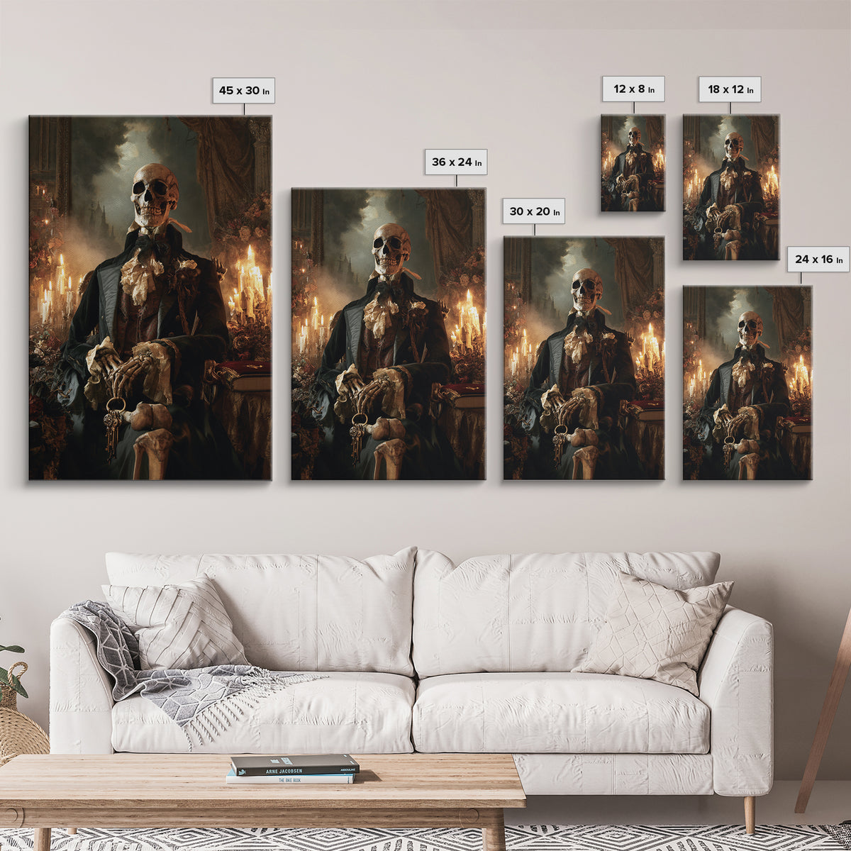 The Crypt Chamberlain, Victorian Skeleton Portrait, Vertical Canvas Print, Antique Style Decor, Gothic Wall Decor, Classic Monster Art