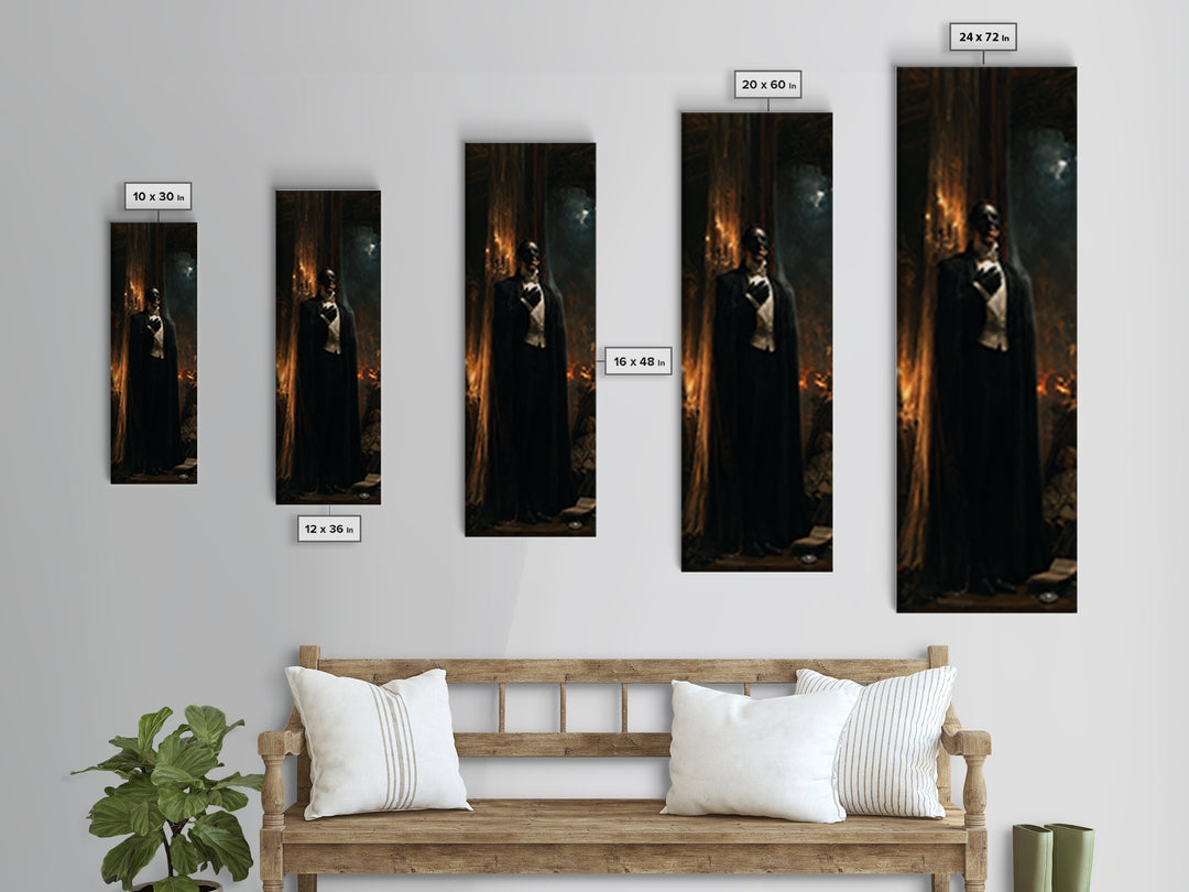 The Opera Phantom, Victorian Phantom Portrait, Tall Narrow Canvas Print, Classic Halloween Decor, Canvas Print, Classic Monster Art
