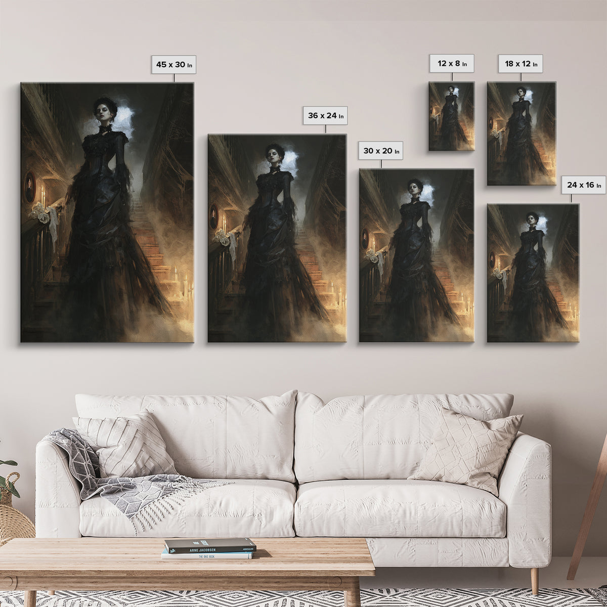 The Cellar Phantom, Victorian Phantom Portrait, Vertical Canvas Print, Antique Style Decor, Gothic Wall Decor, Classic Monster Art