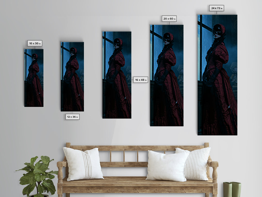 The Velvet Mask Specter, Victorian Phantom Portrait, Tall Narrow Canvas Print, Classic Halloween Decor, Canvas Print, Classic Monster Art