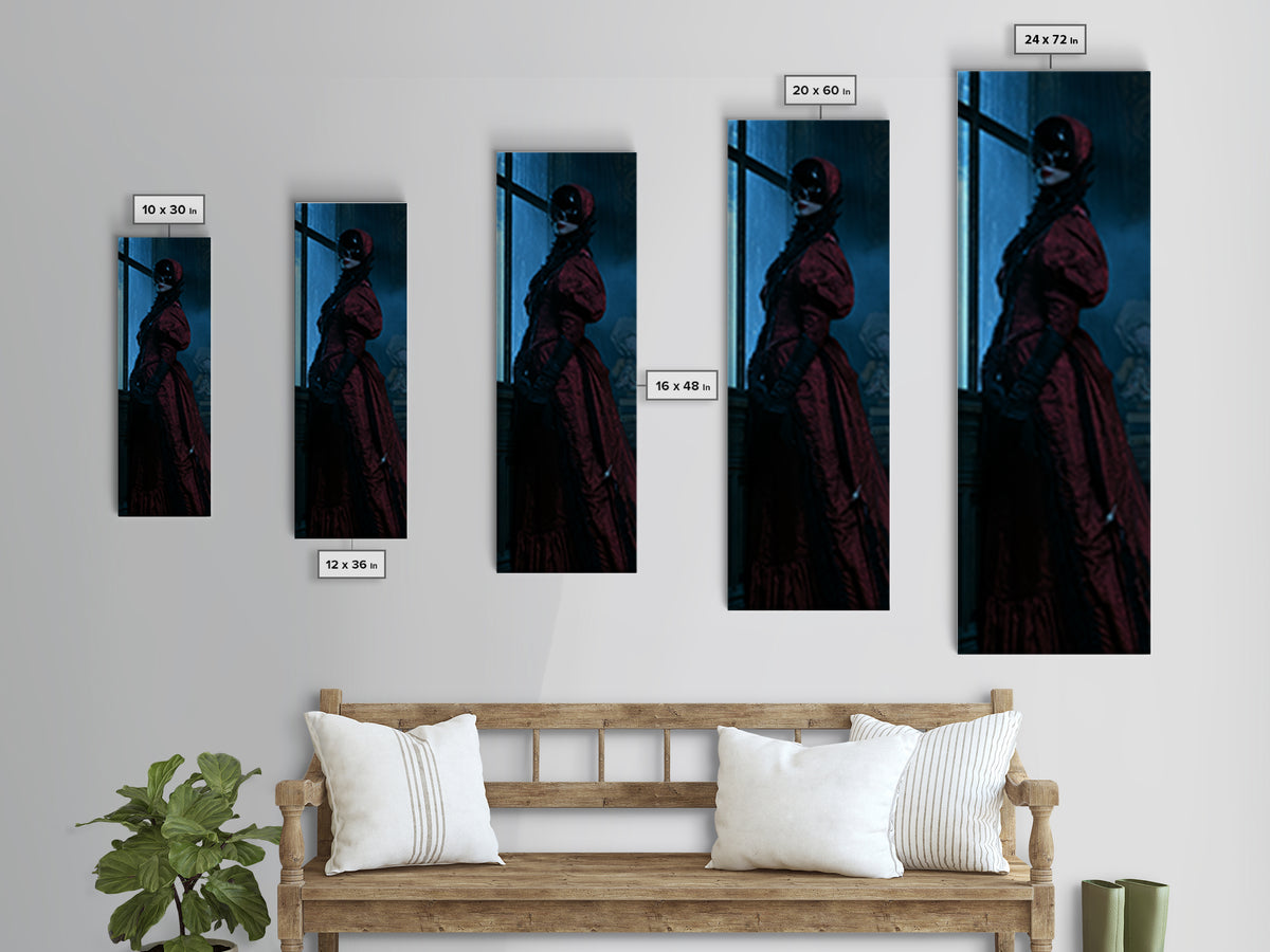 The Velvet Mask Specter, Victorian Phantom Portrait, Tall Narrow Canvas Print, Classic Halloween Decor, Canvas Print, Classic Monster Art