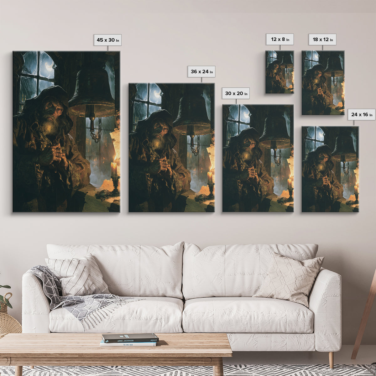 The Tower Bell Phantom, Victorian Phantom Portrait, Vertical Canvas Print, Gothic Home Decor, Spooky Season Decor, Classic Monster Art