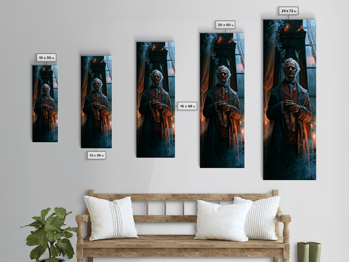 The Tower Bell Phantom, Victorian Phantom Portrait, Tall Narrow Canvas Print, Dark Academia Decor, Antique Horror Decor, Classic Monster Art