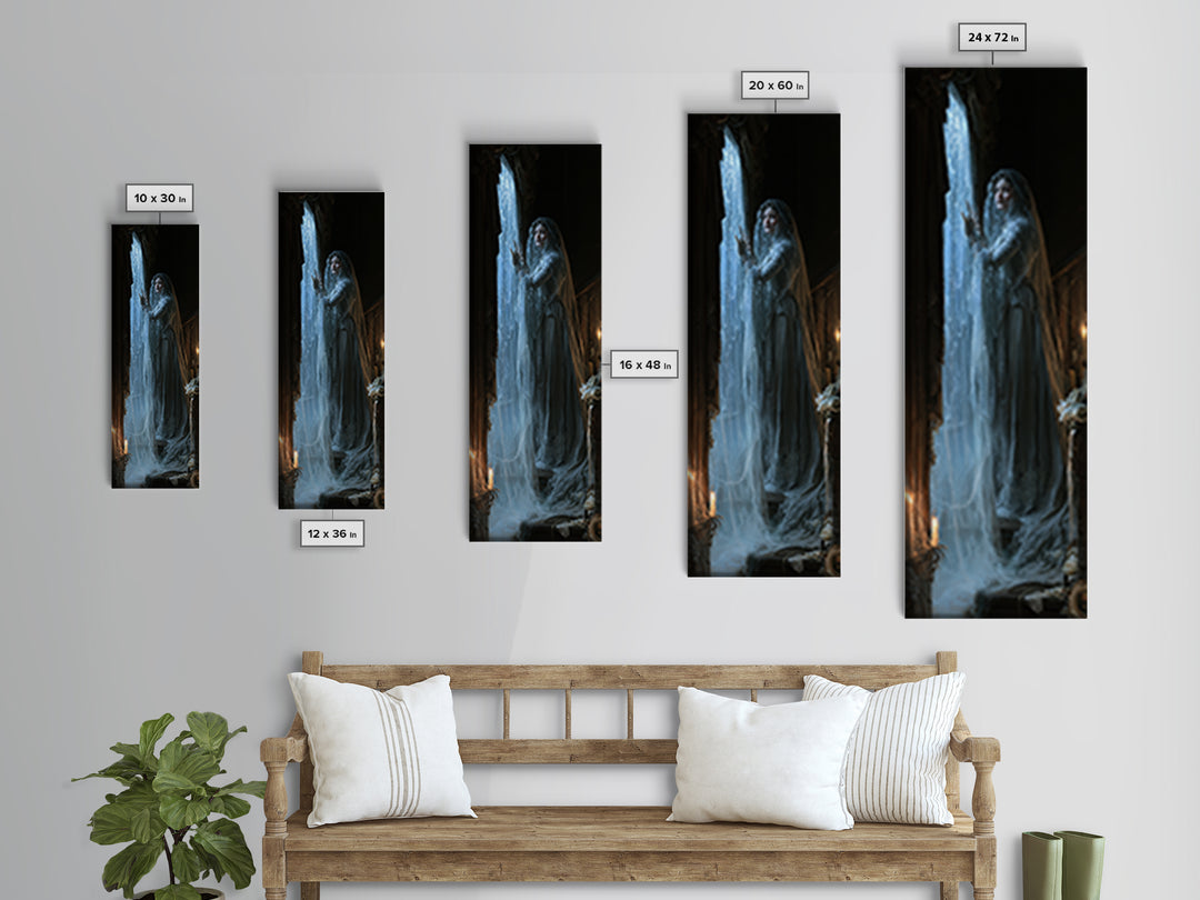 The Frosted Window Shade, Victorian Phantom Portrait, Tall Narrow Canvas Print, Macabre Home Decor, Canvas Print, Classic Monster Art