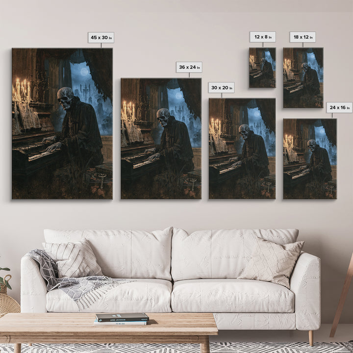 The Cemetery Organist, Victorian Phantom Portrait, Vertical Canvas Print, Antique Style Decor, Gothic Wall Decor, Classic Monster Art