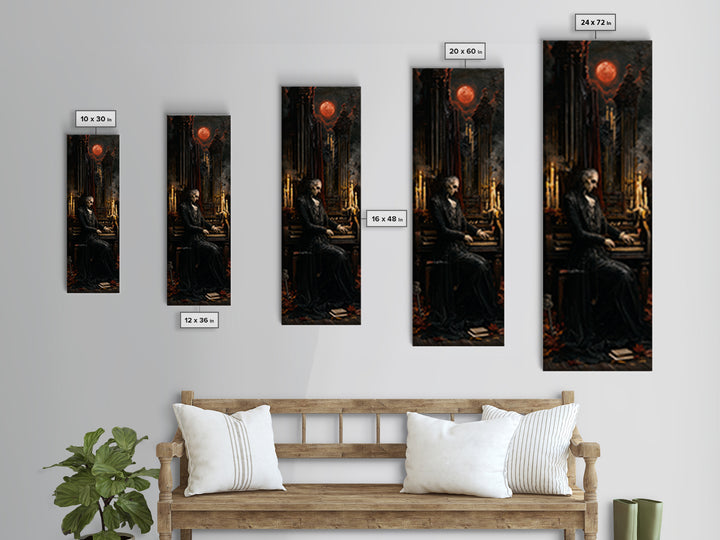 The Cemetery Organist, Victorian Phantom Portrait, Tall Narrow Canvas Print, Macabre Home Decor, Halloween Portrait Art, Classic Monster Art