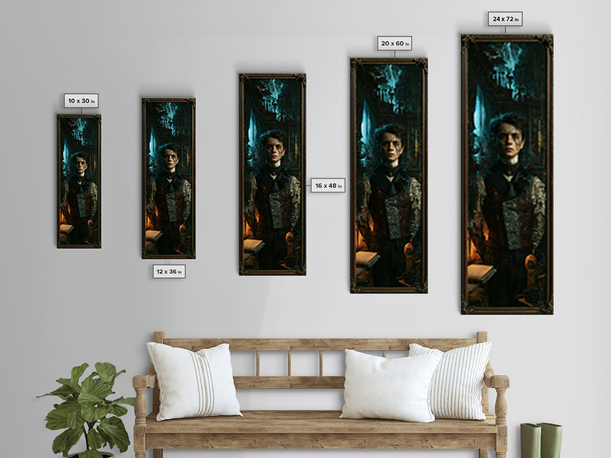 The Laboratory Son, Victorian Monster Portrait, Tall Narrow Canvas Print, Macabre Home Decor, Canvas Print, Classic Monster Art