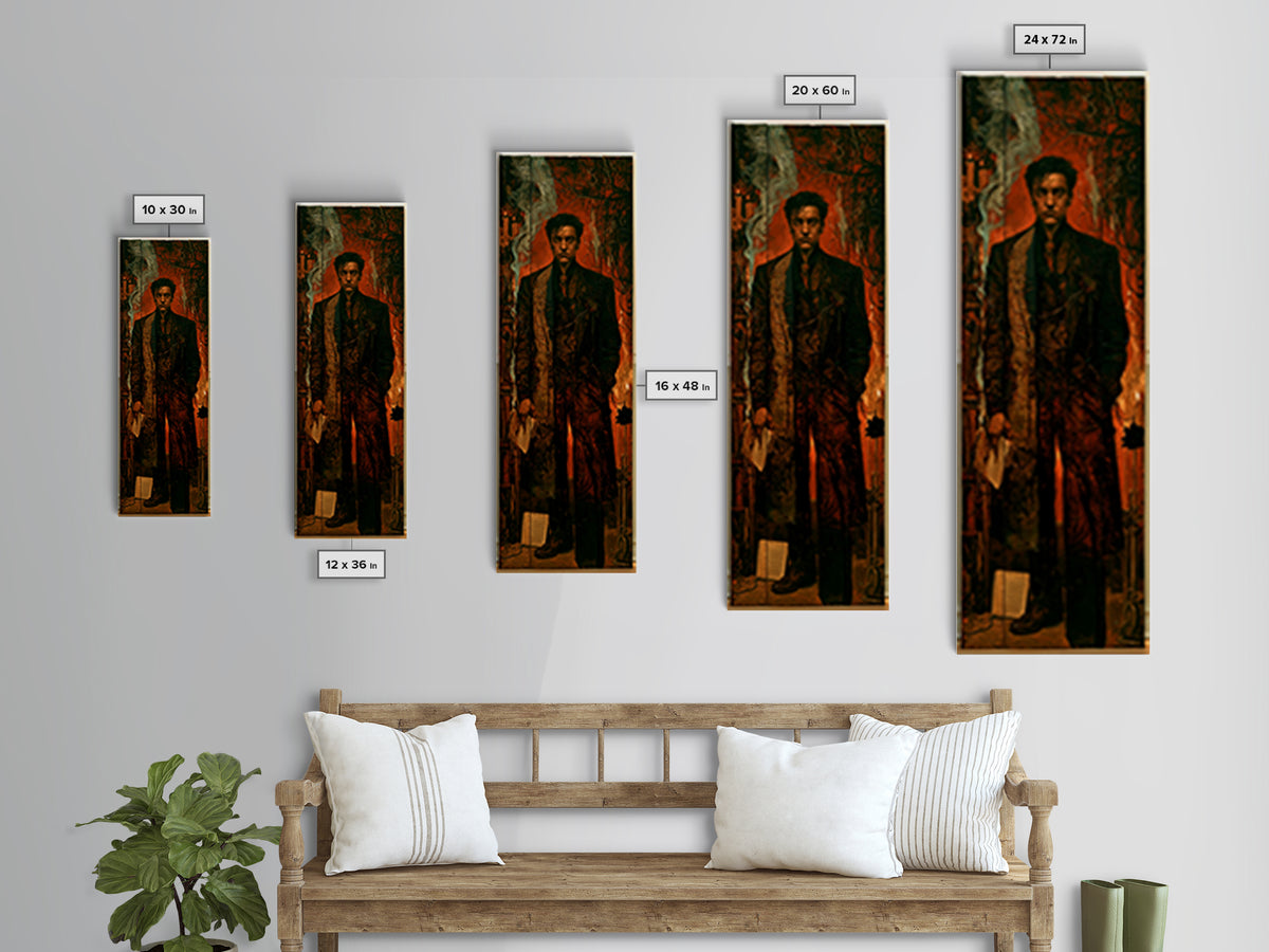 The Bolt-Browed Magistrate, Victorian Monster Portrait, Tall Narrow Canvas Print, Antique Style Decor, Classic Monster Art