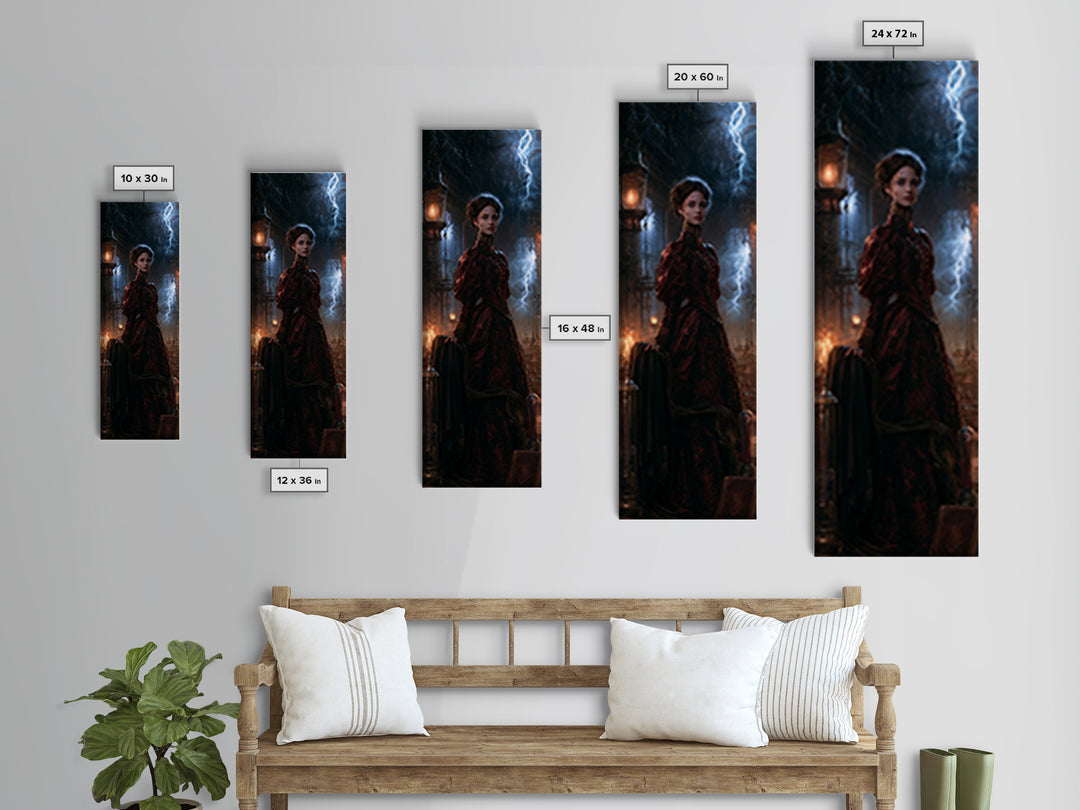 The Thunder Parlour Girl, Victorian Monster Portrait, Tall Narrow Canvas Print, Gothic Home Decor, Spooky Season Decor, Classic Monster Art