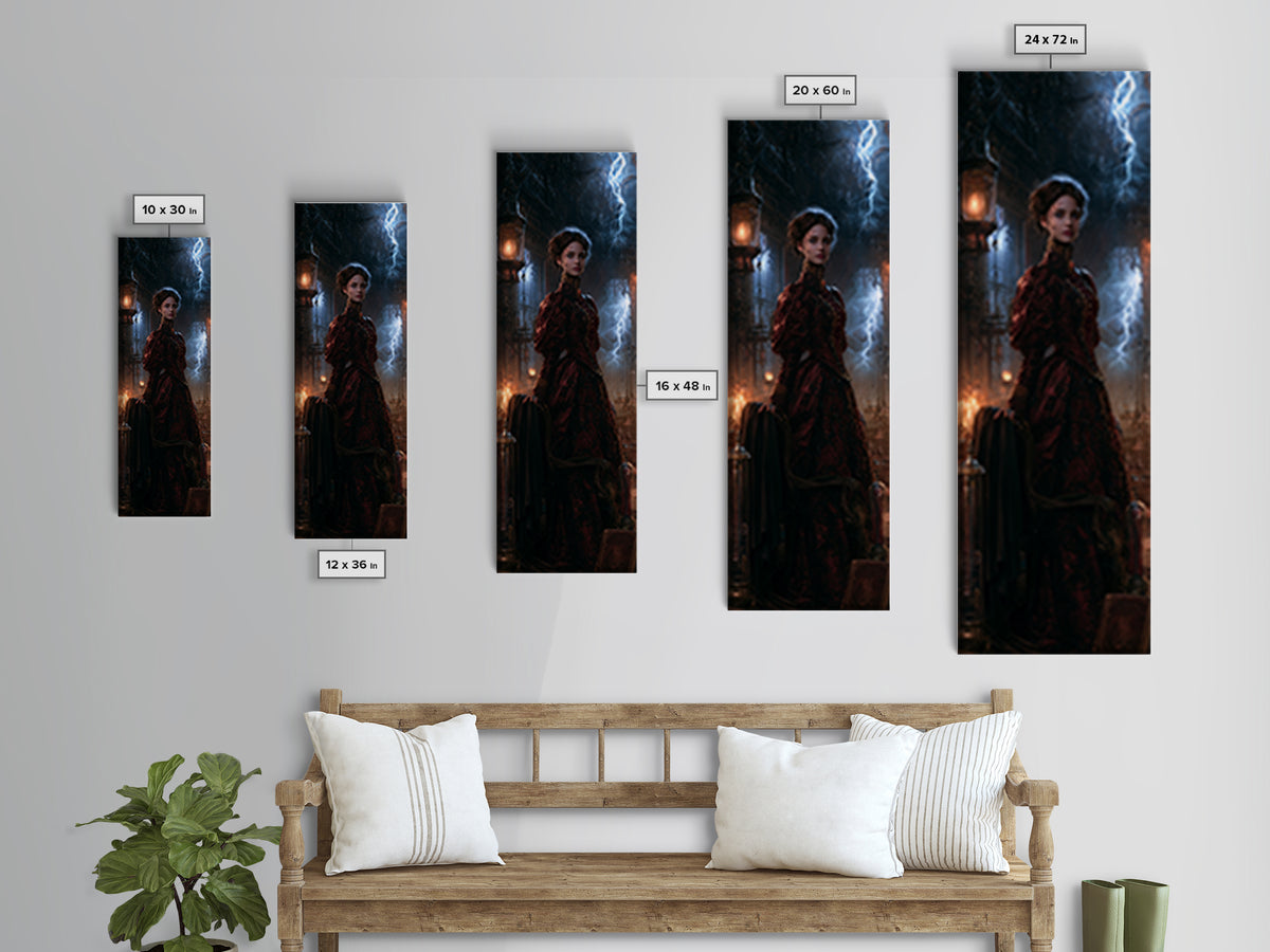The Thunder Parlour Girl, Victorian Monster Portrait, Tall Narrow Canvas Print, Gothic Home Decor, Spooky Season Decor, Classic Monster Art