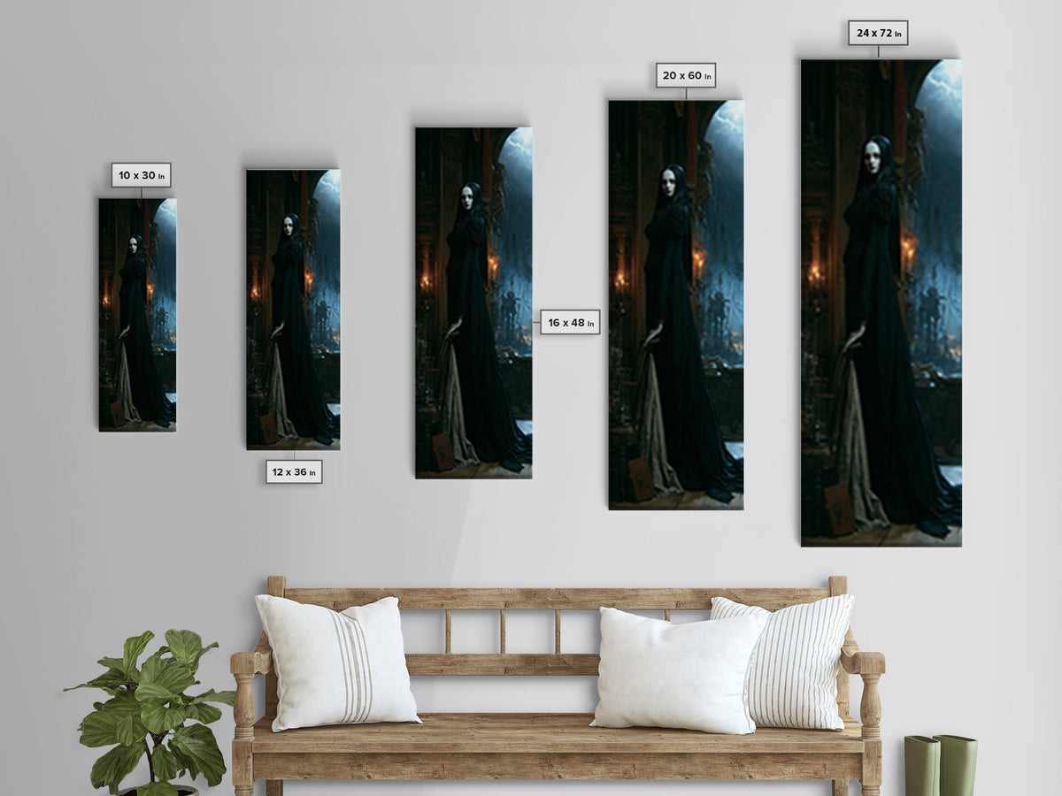 The Alabaster Creation, Victorian Monster Portrait, Tall Narrow Canvas Print, Gothic Home Decor, Gothic Wall Decor, Classic Monster Art