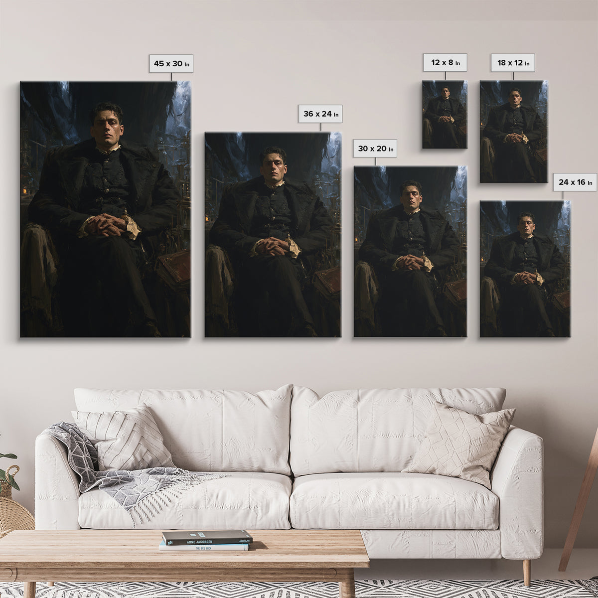 The Clocktower Patient, Victorian Monster Portrait, Vertical Canvas Print, Classic Halloween Decor, Canvas Print, Classic Monster Art