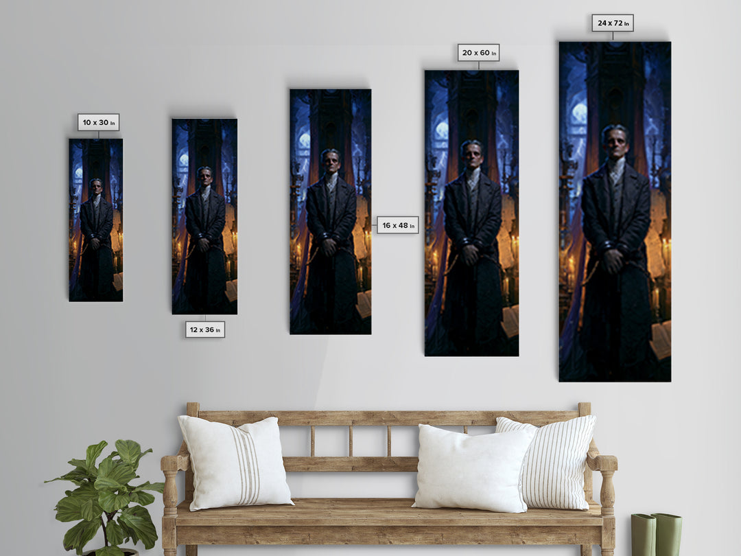 The Clocktower Patient, Victorian Monster Portrait, Tall Narrow Canvas Print, Antique Style Decor, Antique Horror Decor, Classic Monster Art